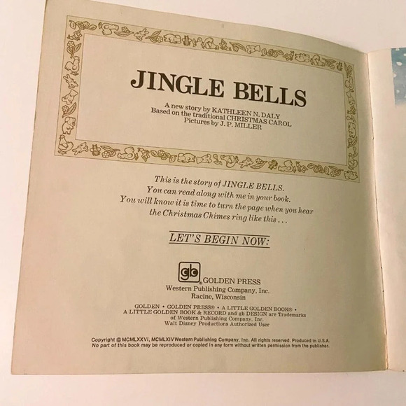 Vintage  1976 Jingle Bells Little Golden Book 7 Inch Record - Picture 3 of 16
